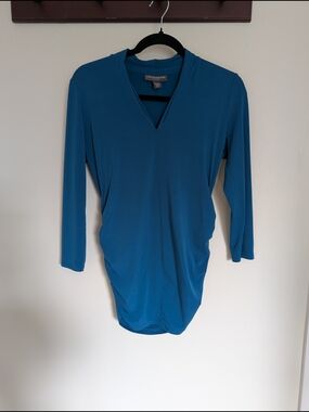 A Pea in the Pod Teal V-Neck Ruched Maternity Top